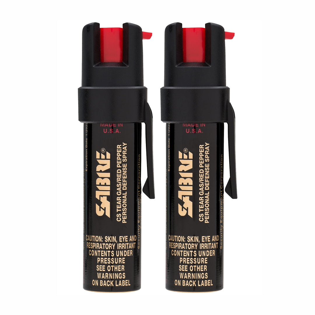 SABRE Advanced Pepper Spray for Self Defense, 3-in-1 Formula with Maximum Strength Pepper Spray, CS Military Tear Gas, UV Marking Dye, Fast Access Easy Carry Belt Clip, 35 Bursts, 0.67 fl oz, 2 Pack