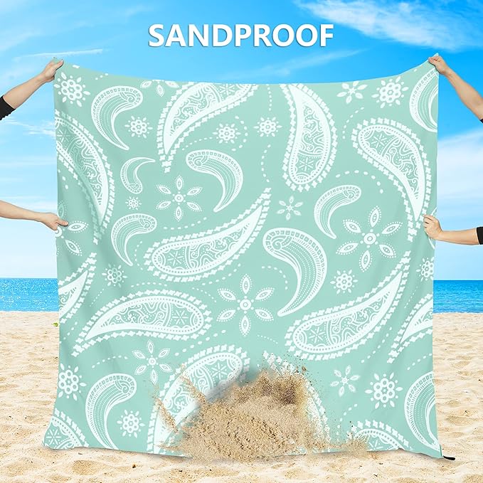 AISPARKY Beach Blanket Waterproof Sandproof, Oversized Large Beach Mat 79" X 83"/120"x108" for 1-8 Adults, Quick Drying&Compact&Lightweight, Picnic Mat Vacation Essentials for Beach Camping Travel