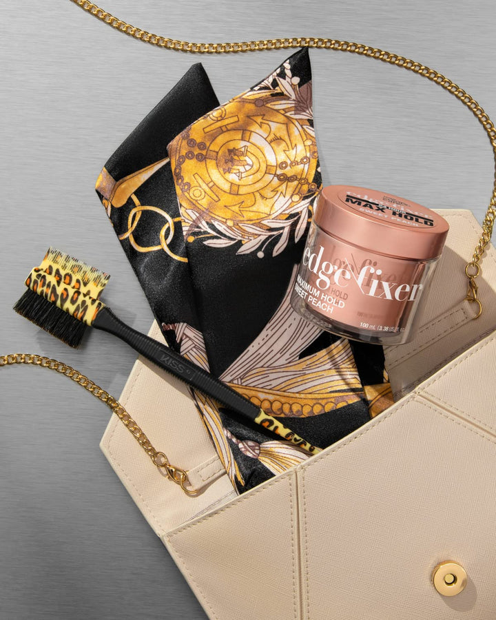 KISS Colors & Care 3-in-1 Professional Edge Styler Plus with Case - Slip-Free Rubber Grip, 100% Boar Bristles, Fine Tooth Comb, Pin Tail Tool, & Protective Case, Versatile & Ultra-Functional, Smooth & Sleek Styling