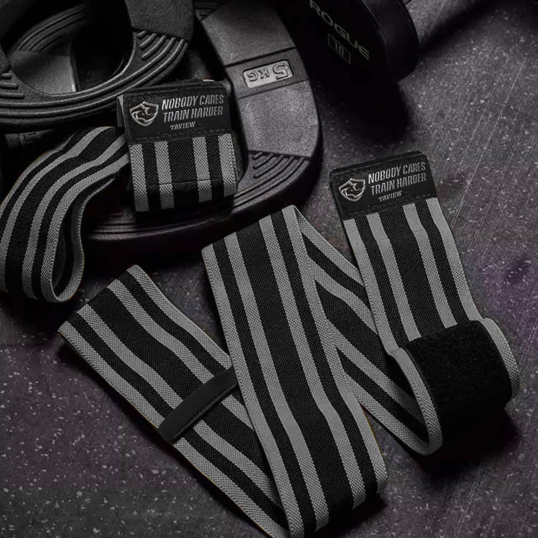 TAVIEW Elbow Wraps for Weightlifting (1 Pair), 47" Elastic Elbow Support & Compression Powerlifting, Fitness, Cross Training & Gym Workout, Elbow Straps Weight Lifting (47" elbow wraps (Gray&Black))