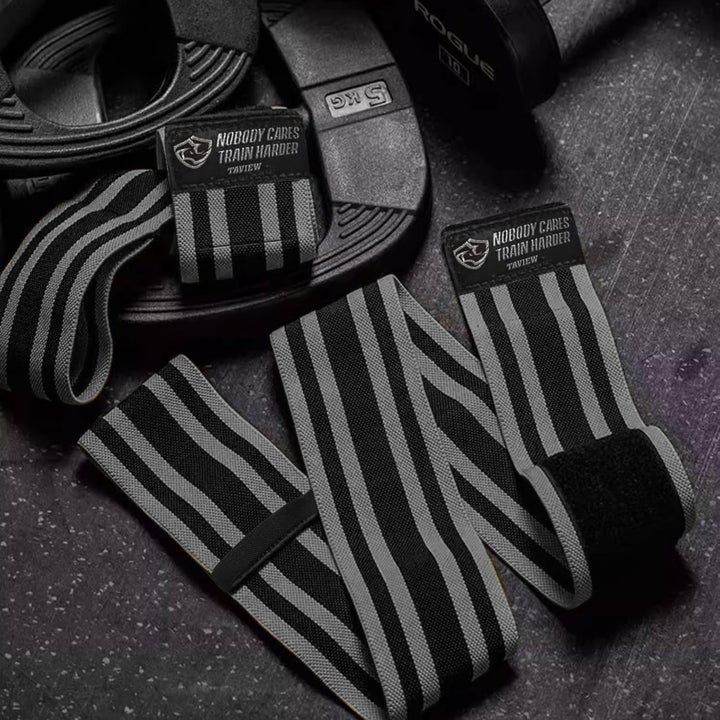 TAVIEW Elbow Wraps for Weightlifting (1 Pair), 47" Elastic Elbow Support & Compression Powerlifting, Fitness, Cross Training & Gym Workout, Elbow Straps Weight Lifting (47" elbow wraps (Gray&Black))