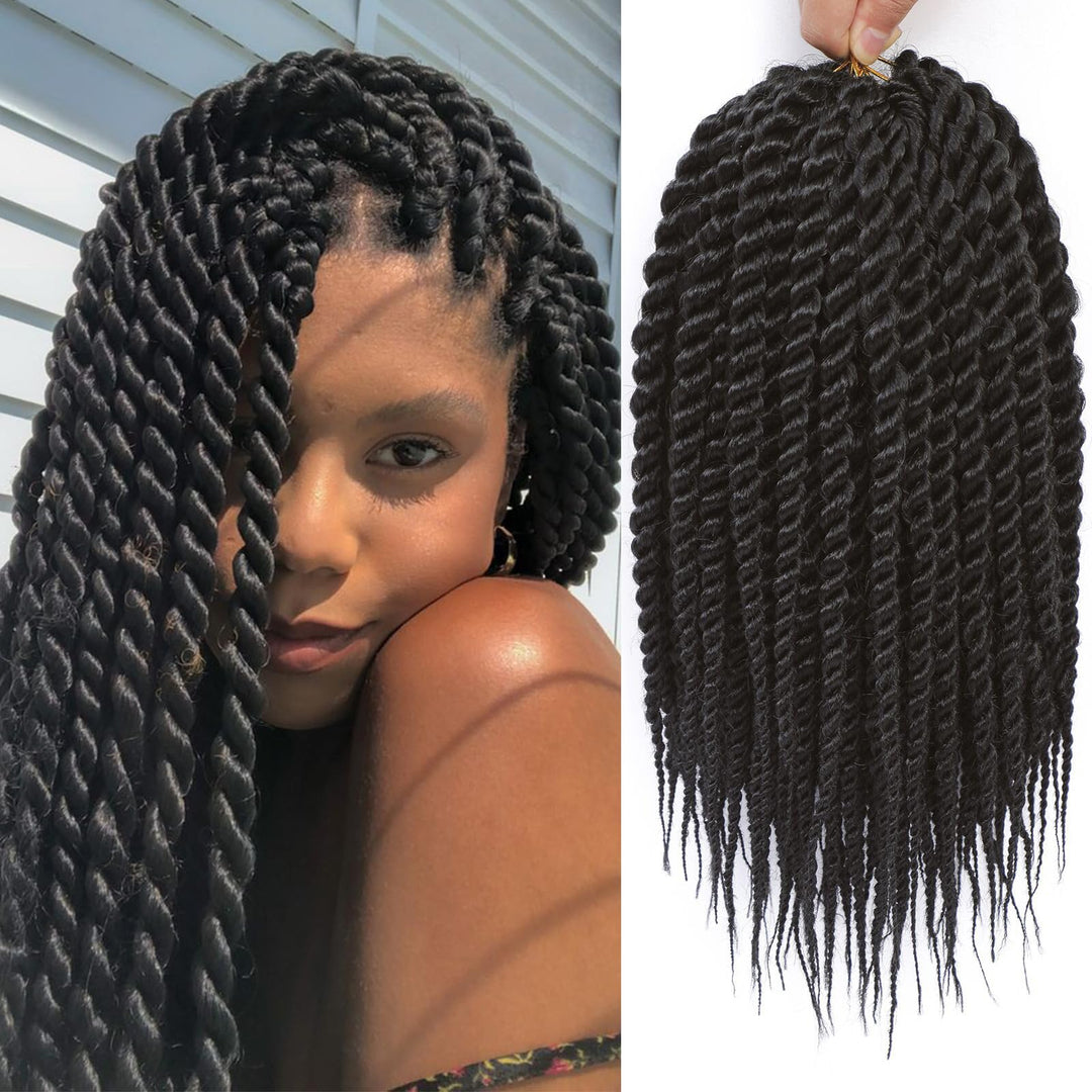 Admutty Havana Twist Crochet Hair 6 Packs 14 Inch Crochet Braids Senegalese Twist Crochet Braiding Hair, Jumbo Havana Mamba Twis