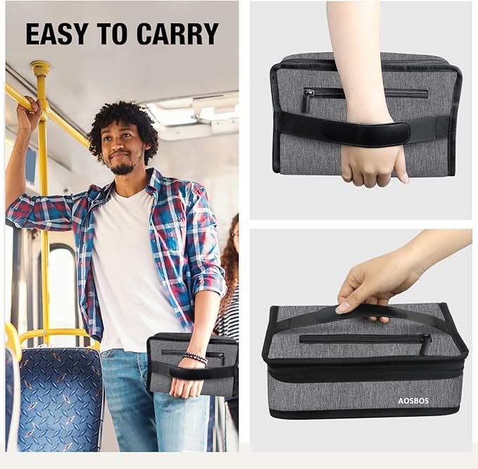 Aosbos Small Lunch Bag Insulated Lunch Box for Men Women Portable Mini Cooler Bags Compact Soft Lunch Tote Thermal Lunch Pail Lunchbox Reusable Meal Prep Container Grey