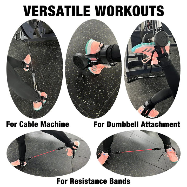 FYGL Dumbbell-Foot-Attachment, Ankle-Strap-for-Cable-Machine, Kickbacks Leg Curl Leg Extensions Glutes Workout at home for Men and Women, Black, Single