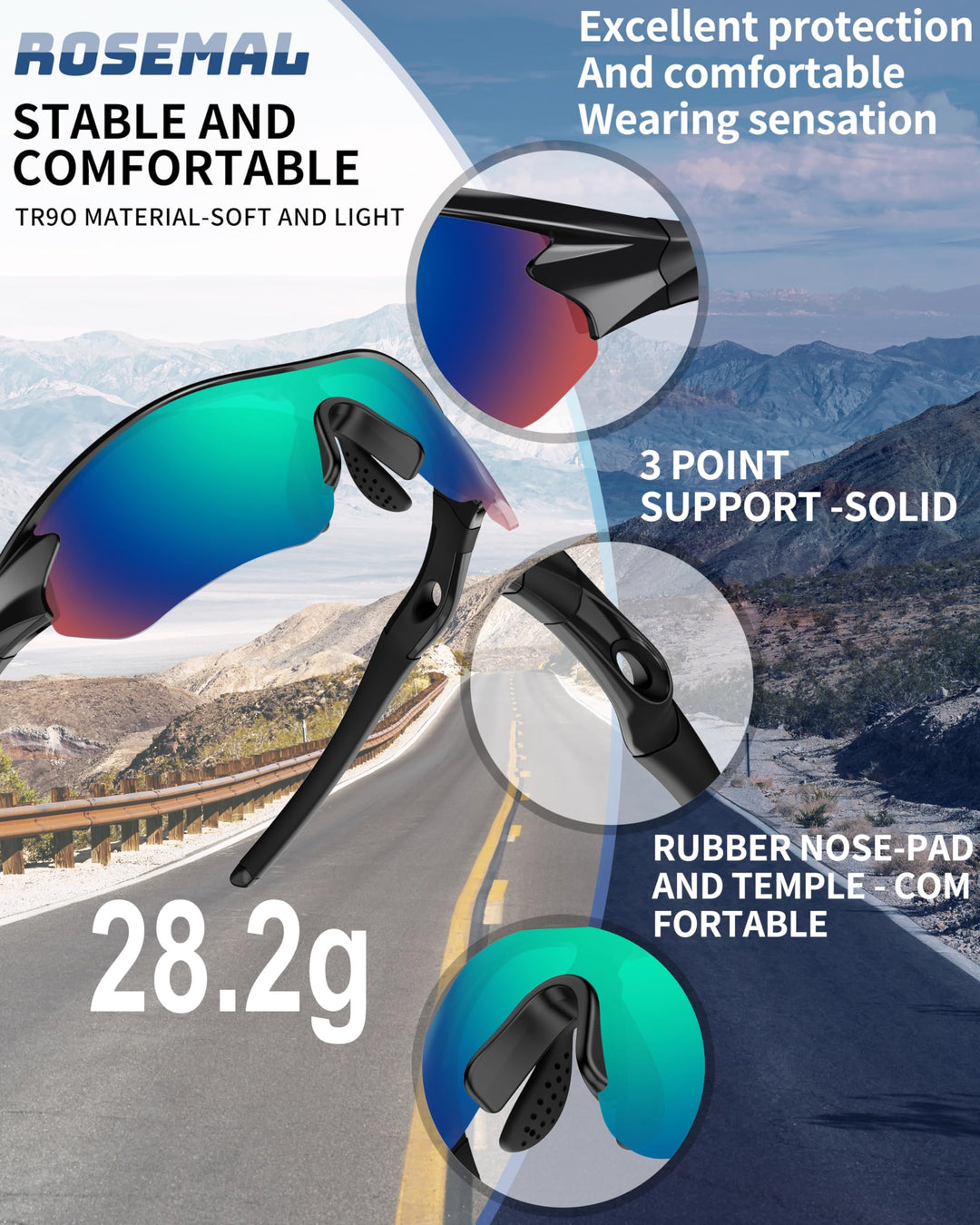 Polarized Sports Sunglasses for Men Women Youth Baseball Running Fishing Tennis Golf Cycling Driving Motor TAC UV400 TR90