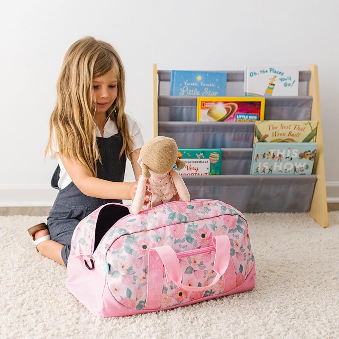 JumpOff Jo by Wildkin Overnighter Duffel Bag – Lightweight Travel Bag for Kids - Floral Watercolor