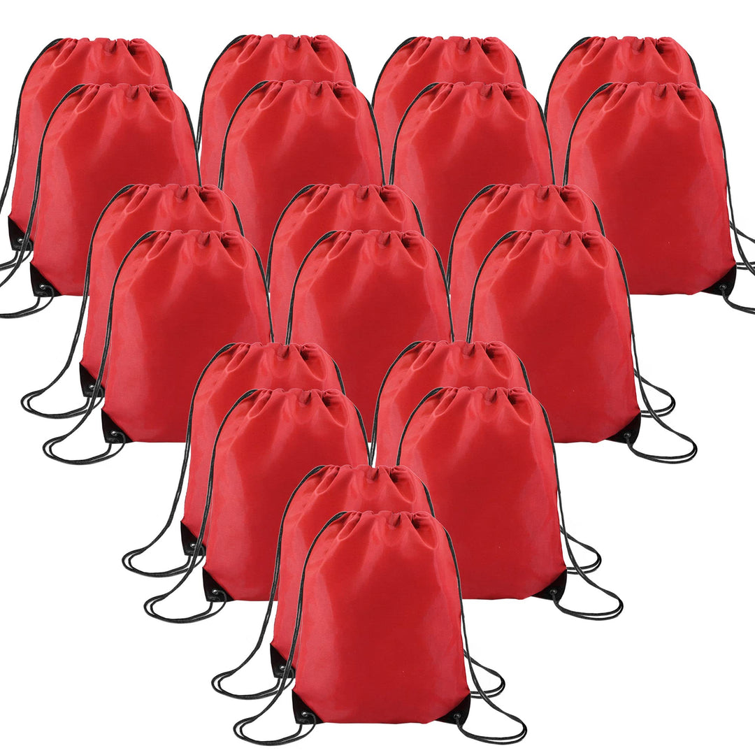 BeeGreen 20 Packs Red Drawstring Bags for Birthday Party Gym Sports Multipurpose Polyester Cinch Sackpack Bulk for Heat Vinyl Tie Dye Pull String Sinch Sacks