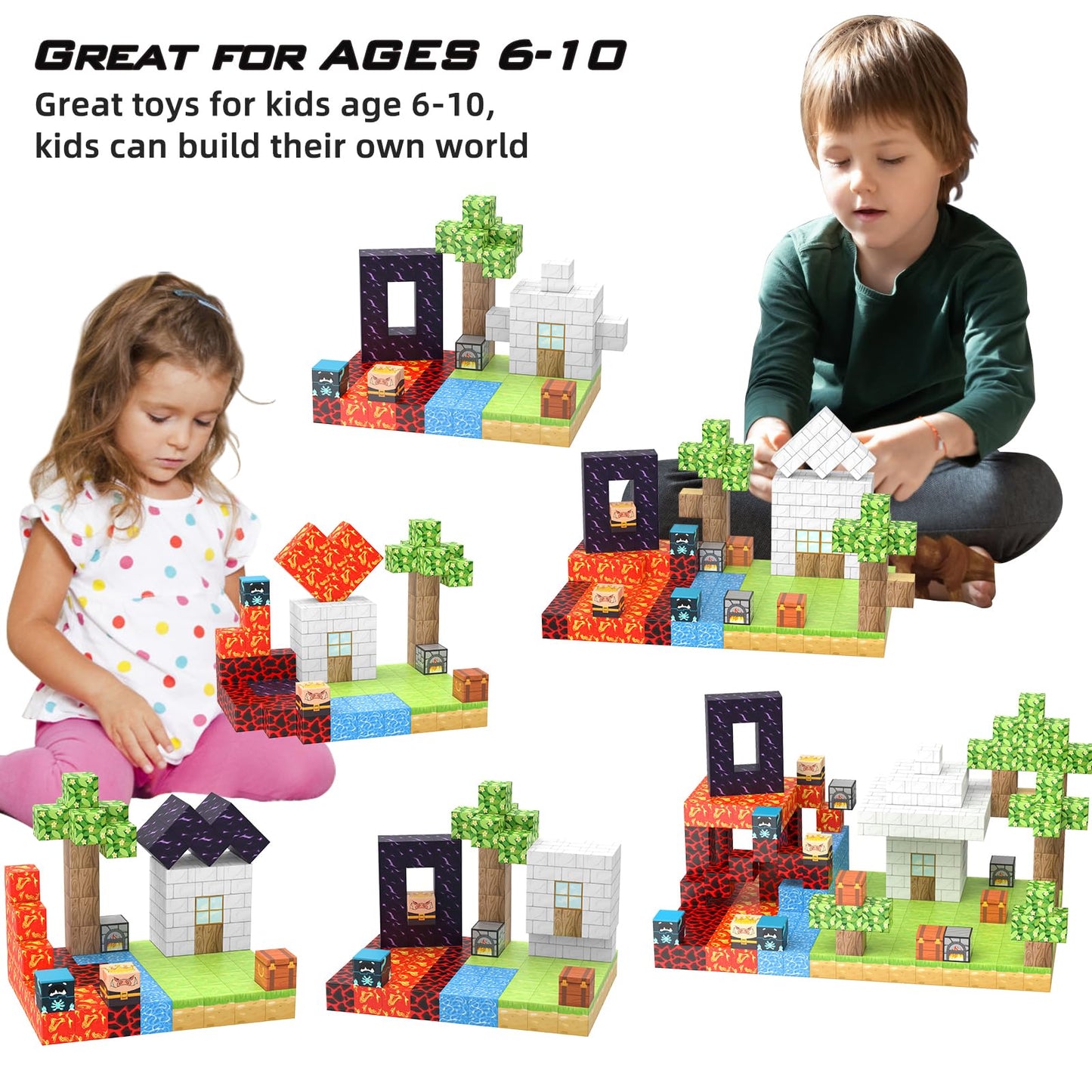 100PCS Magnetic Building Blocks [Upgrade 1 Inch/2.5cm] Building Block Toys for Kids Ages 3+, STEM Montessori Sensory Toys for Toddlers, Christmas Birthday Gift for Kids Ages 4 5 6 7 8 9