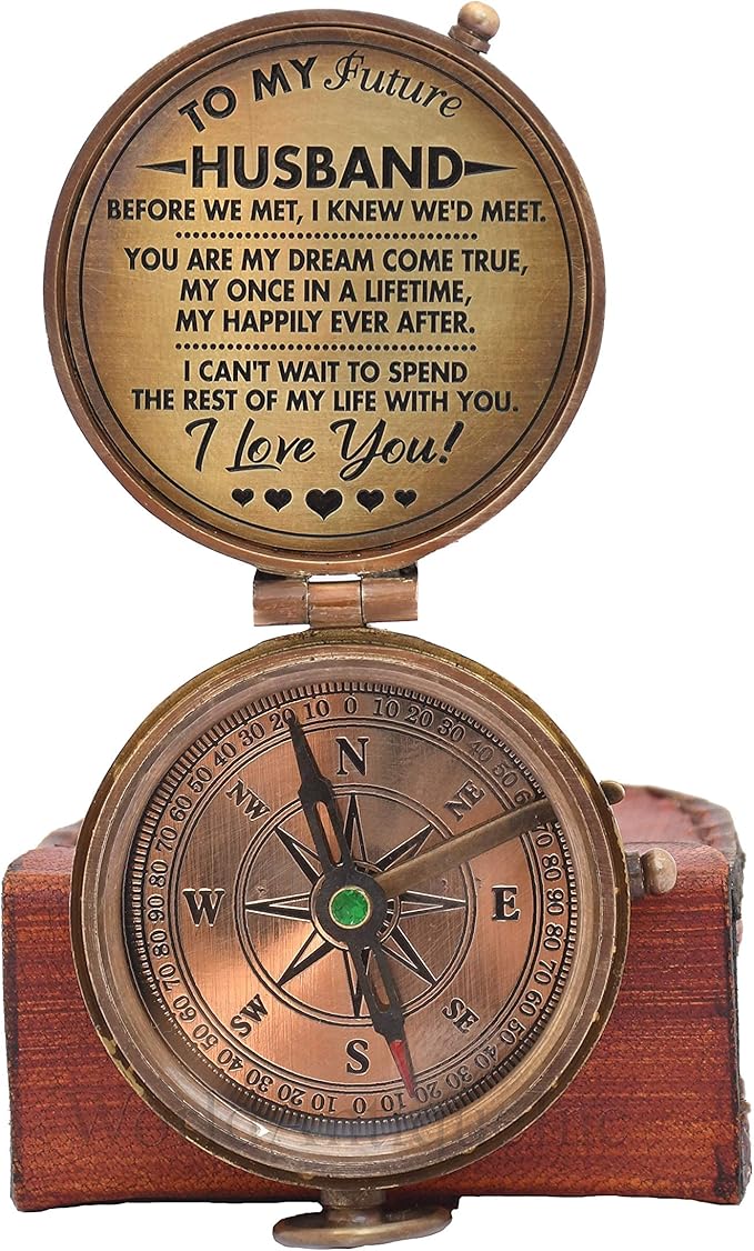Engraved Compass, Gift for Husband,Anniversary,Wedding Gift for Him, Long Distance Boyfriend Gift, Fiance Gift I Miss You Long Distance Relationship Gift Boyfriend Gift