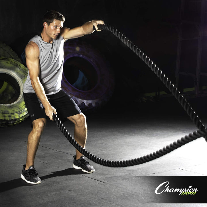 Champion Sports RPT1540 Heavy Training Rope: Rhino Poly Strength & Conditioning Heavy Gym Battle Ropes - Cardio, Cross Training, Weight Training & Crossfit - 1.5" x 40'