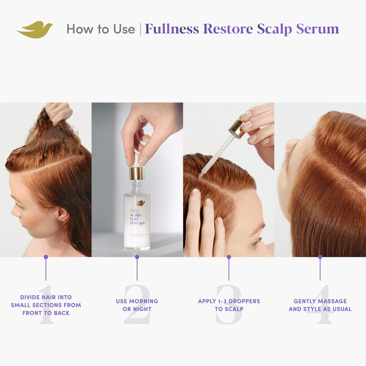 Dove Scalp + Hair Therapy Density Boost Serum Fullness Restore Visibly Thicker Hair In As Soon As 30 Days, Hydrating & Fast-Absorbing, Instantly Relieves Dry Scalp 2 Fl oz
