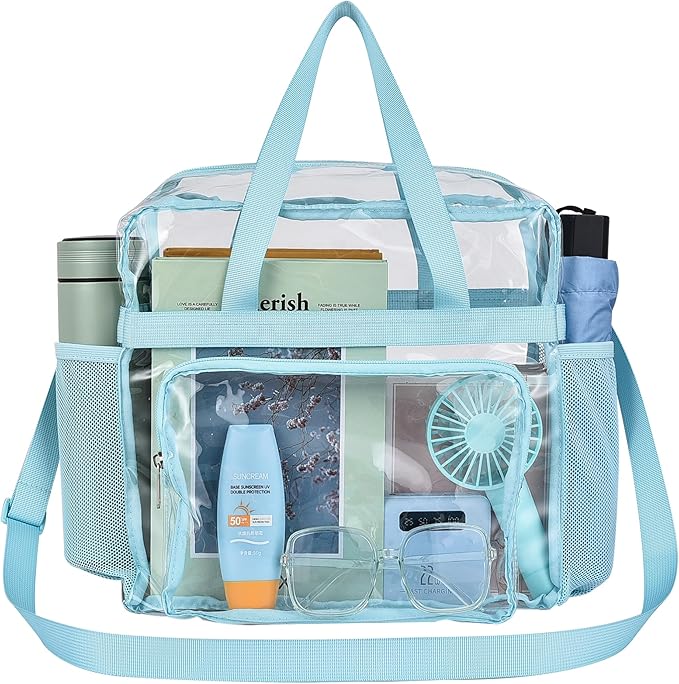 USPECLARE Clear Tote Stadium Approved, Security Travel & Gym Clear Bag for Work Sports Games Concerts