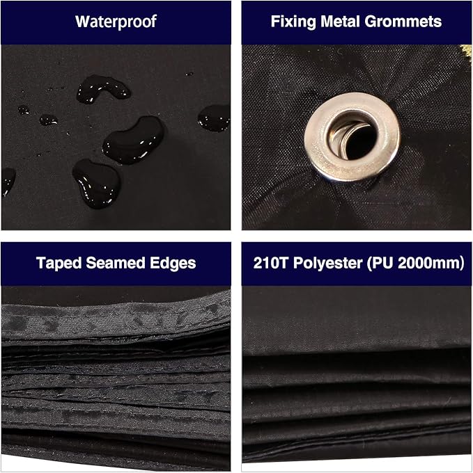 REDCAMP 2000mm PU Waterproof Tent Footprint, Ultralight 95''x87'' Black for 4-5 Person Camping, Hiking