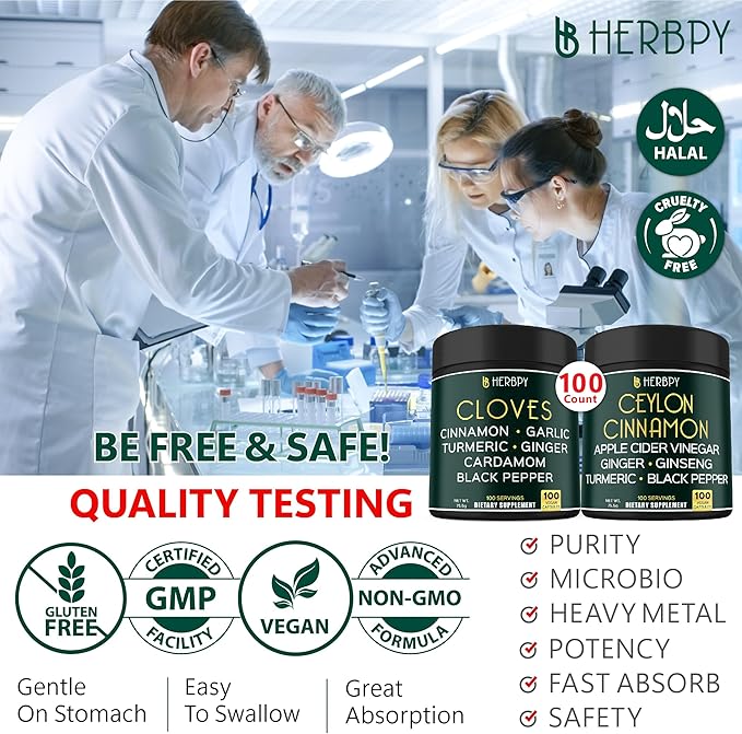 Bundle 7in1 Cloves Supplement & 6in1 Premium Ceylon Cinnamon Supplements - Support Immune, Digestion Health and Body Balance