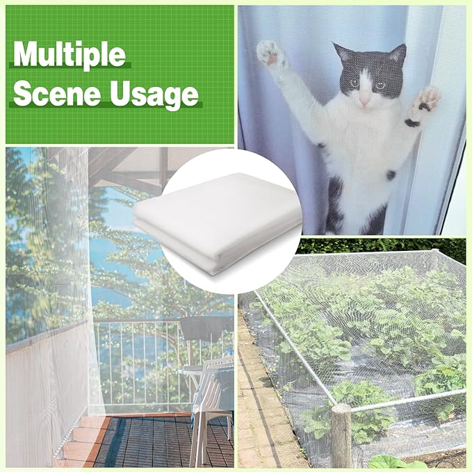 Stronger Garden Mesh Netting - 10 x 12 ft PPT Nano Bird Net Barrier, Mosquito Netting Screen for Outdoor Plants Vegetables Patios Balconies Terraces, Shading Rate 20% (White)