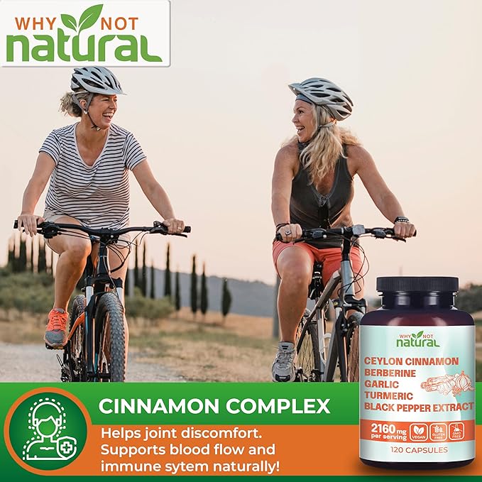 5-in-1 Organic Ceylon Cinnamon Capsules with Berberine, Garlic, Turmeric, Black Pepper Extract Pills
