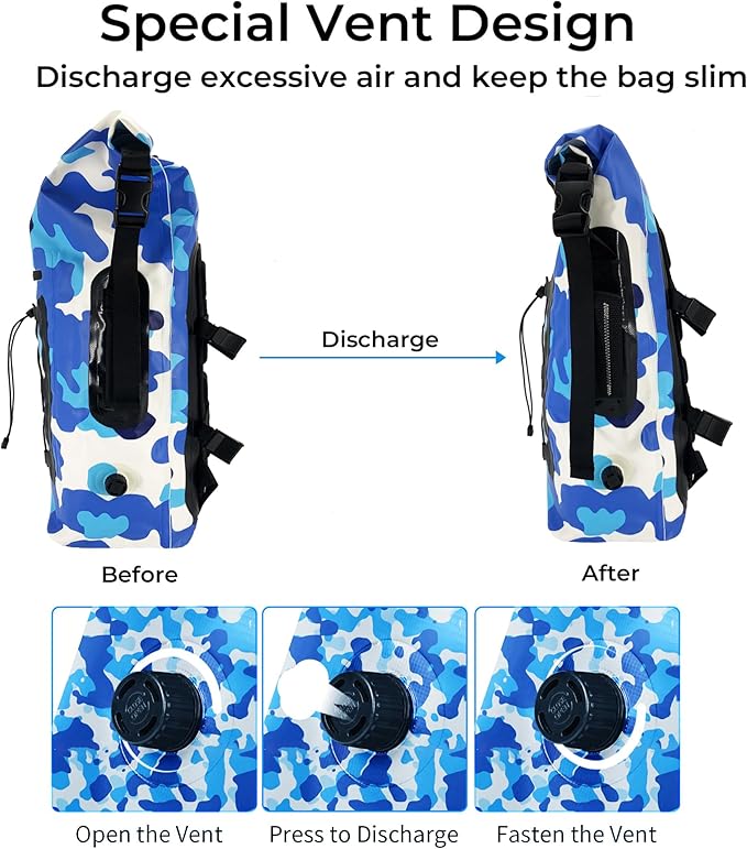 Waterproof Backpack for Men and Women - Roll-Top Floating Dry Bag Backpack for Kayaking, Rafting, Boating, Beach (Black)