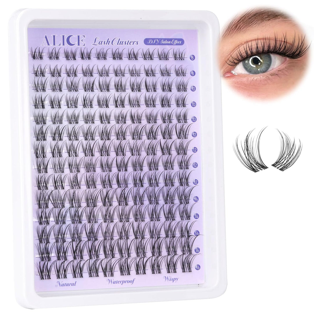 ALICE DIY Natural Lash Clusters | Wispy Anime Cat Eye | 10-16mm, 144 Pcs