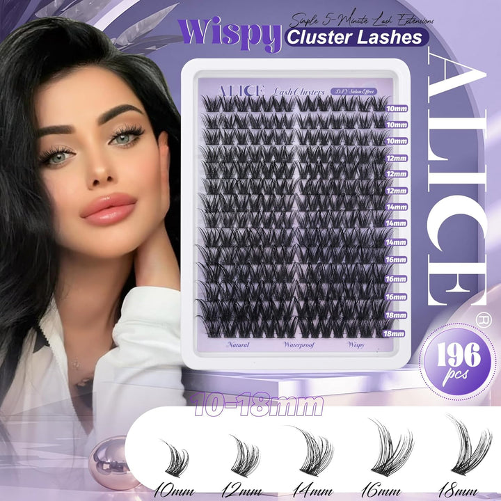 ALICE DIY Natural Lash Clusters | Wispy Anime Cat Eye | 10-16mm, 144 Pcs