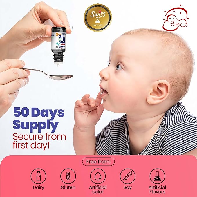 Baby Probiotic Drops with Vitamin D3 — Kids Probiotics for Gut Health, Effective Digestive Support, and Colic Relief – 10ML & 45 Days’ Supply (Halal)