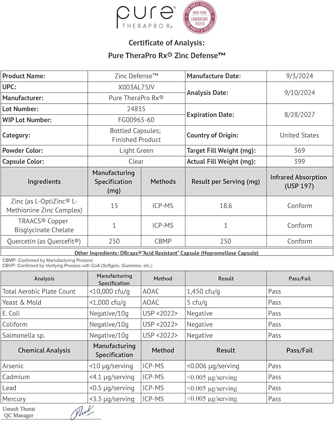 Zinc Defense | Zinc + Copper + Quercetin | 60 Servings in Vegan Capsules | L-OptiZinc & Quercefit Ionophore | Chelated Minerals | Immune, Gut, & Hormonal Balance Support