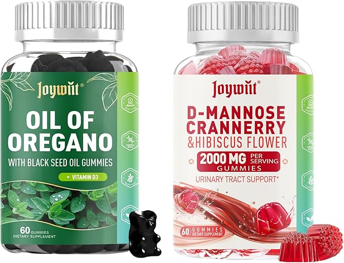 Oregano Oil Gummies & D-Mannose Gummies 2000mg Bundle Pack | Strength Carvacrol & Thymoquinon | D-Mannose with Cranberry