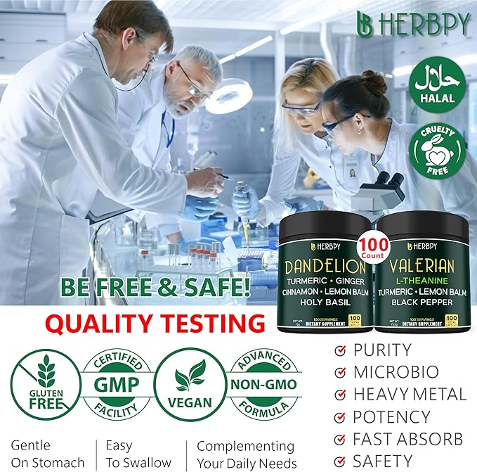 Bundle 6in1 Dandelion Supplement & 5in1 Valerian Root Supplement - Support Heart Health, Immune, Digestive, Restful Night and Relaxation