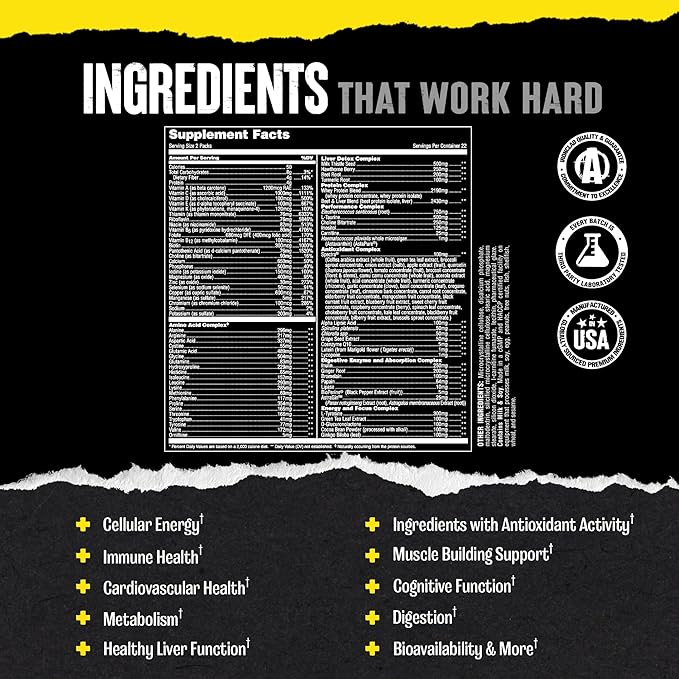 Animal Pak - Convenient Multivitamin for Men & Women Daily All-in-One Vitamin & Supplement Pack - Zinc, Vitamins C, B, D, Amino Acids, and Immune Support - Sports Nutrition Performance - 44 Count