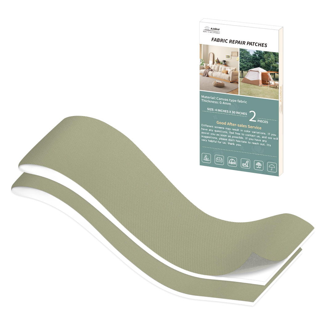 Azobur 2 Pieces Waterproof Extra Large Canvas Repair Tape, Boat Cover Repair Kit, Tent Repair Tape, Pop Up Canvas Repair Kit, Suitable for Various Fabric Repair (Khaki)