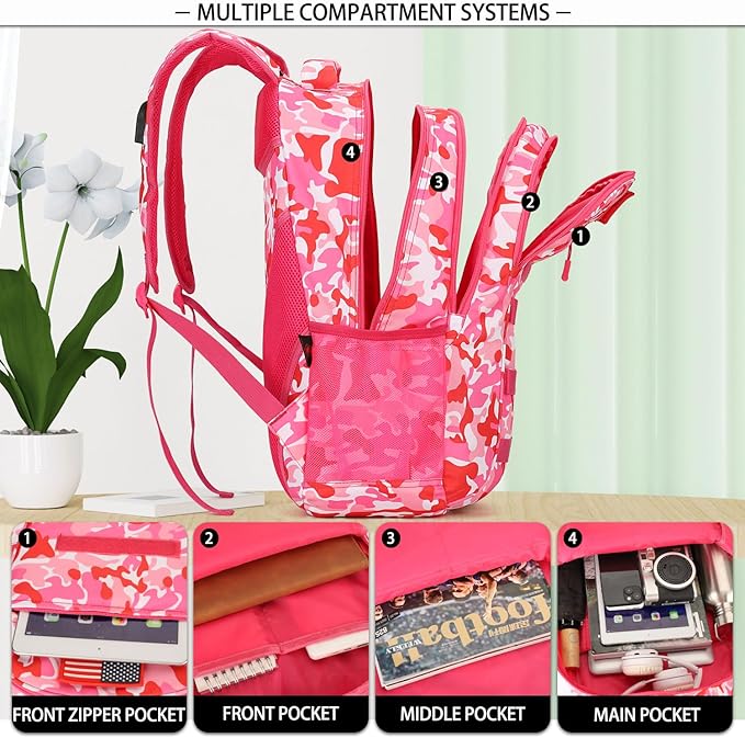 4land Camo Backpack for Boys,Army Boys Backpacks for Elementary Middle School Military,Camouflage Bookbag 40L