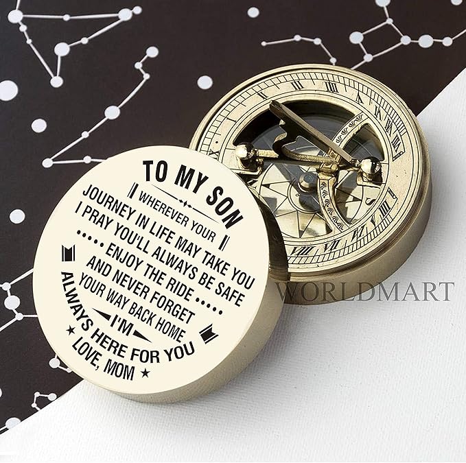 Personalized Compass, Gift for Son, to Our Son, Mom to Son, Dad to Son, Boyfriend, for Customized Compass