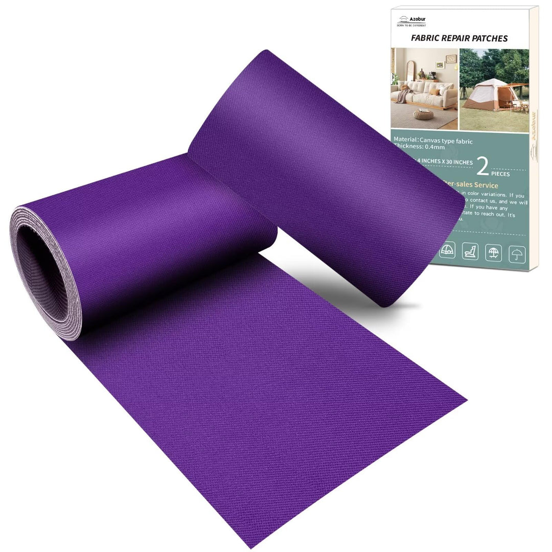 Azobur 2 Pieces Waterproof Extra Large Canvas Repair Tape, Boat Cover Repair Kit, Tent Repair Tape, Pop Up Canvas Repair Kit, Suitable for Various Fabric Repair (Light Purple)