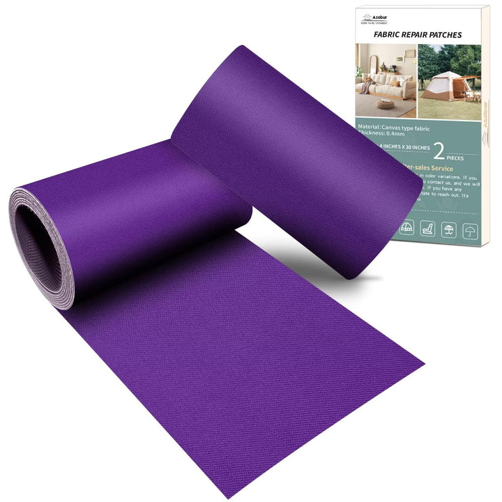 Azobur 2 Pieces Waterproof Extra Large Canvas Repair Tape, Boat Cover Repair Kit, Tent Repair Tape, Pop Up Canvas Repair Kit, Suitable for Various Fabric Repair (Light Purple)