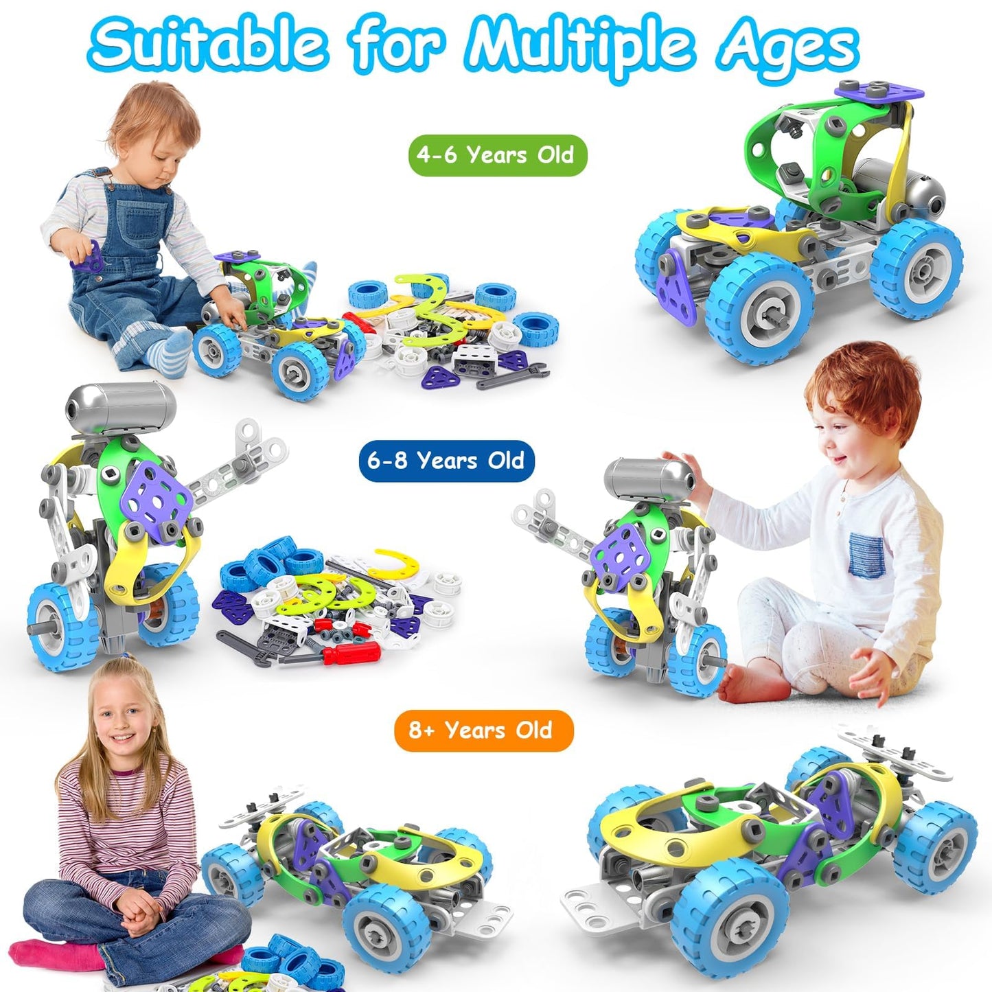 10 in 1 Electric STEM Toys for 5 6 7 8 Year Old Boys Girls, Educational Building Stem Toys for Kids 6-8 8-10 Construction Toy for Boys Ages 4-8 Stem Engineering Activities Christmas Birthday Gift