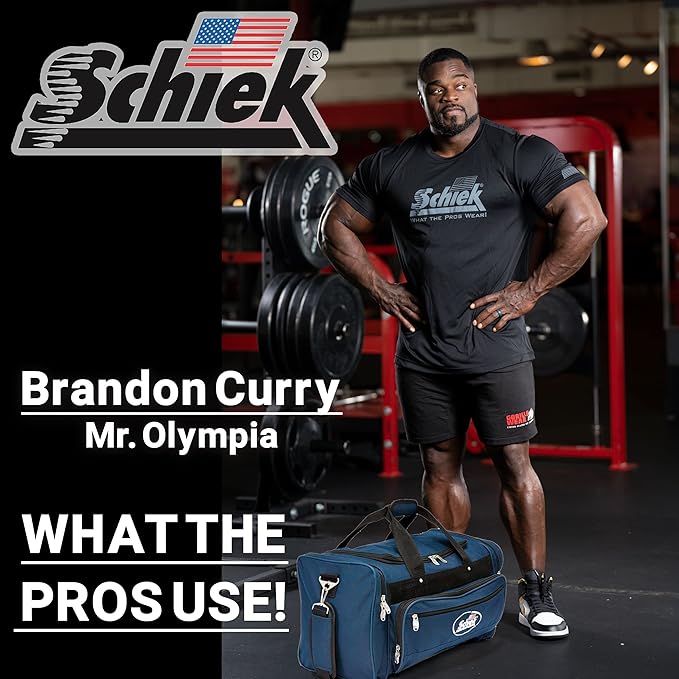 Schiek Sports Deluxe Gym Bag - Nylon Fabric Workout Bag with Adjustable Shoulder Strap