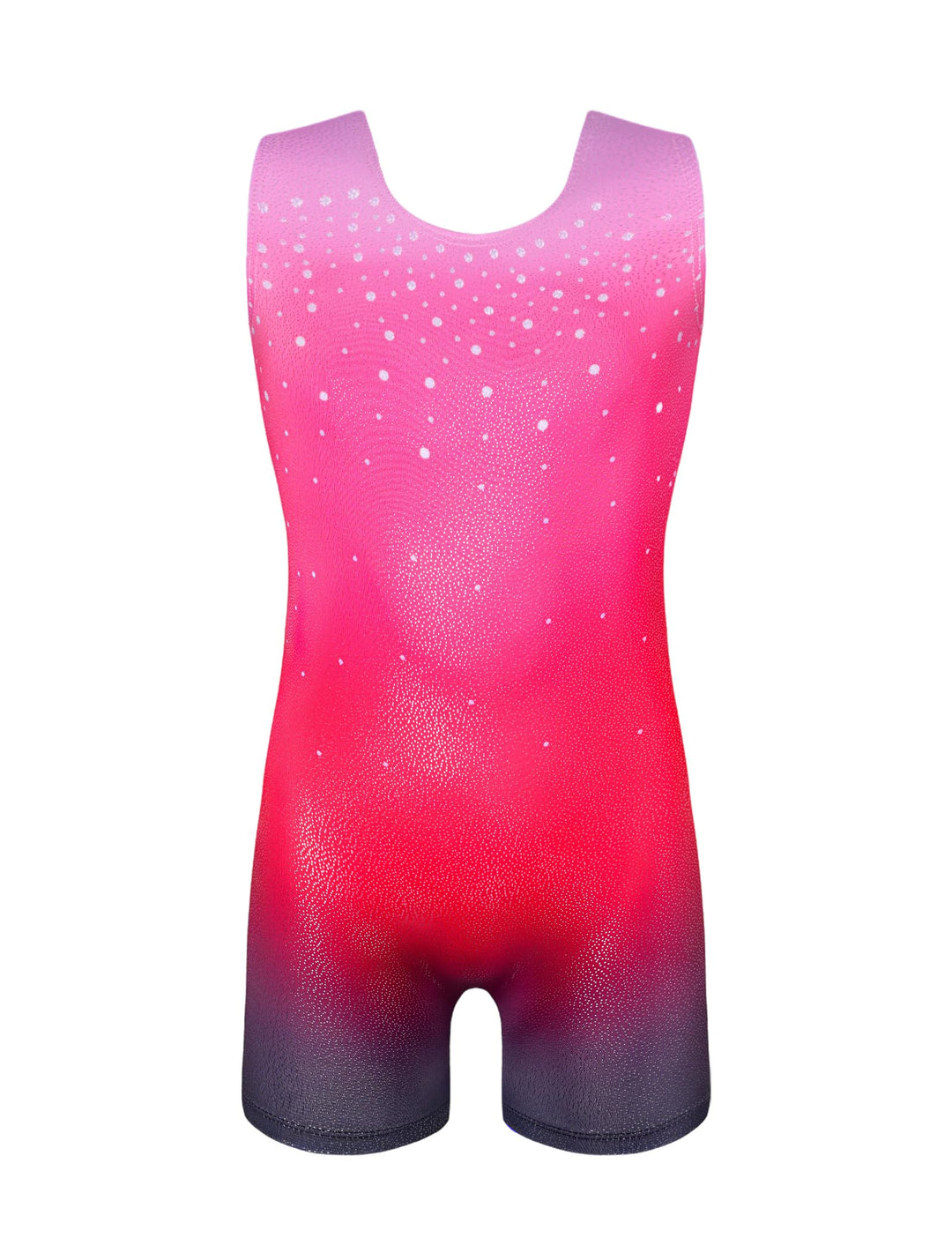 Domusgo Leotard for Girls Gymnastics Size 5-6 Years Old Shiny Pink Gradient Biketard