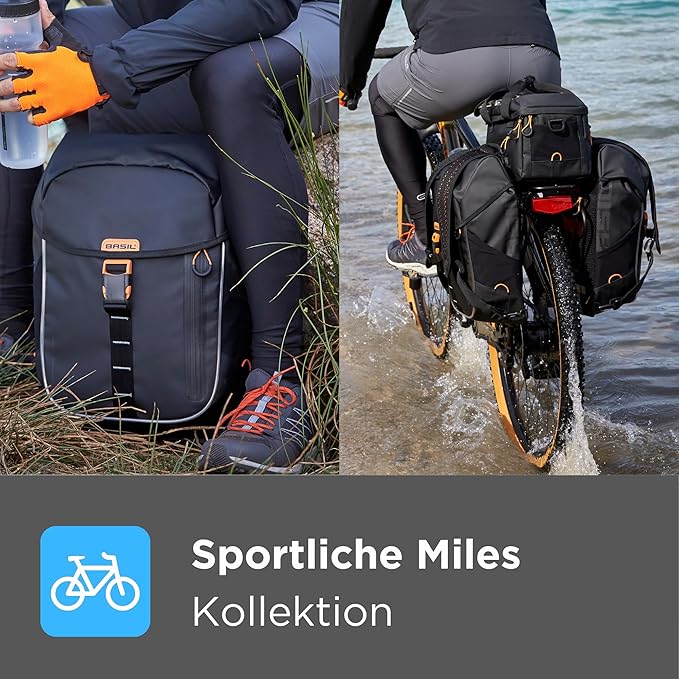 Basil Miles Tarpaulin trunkbag MIK, 7L, Black Orange