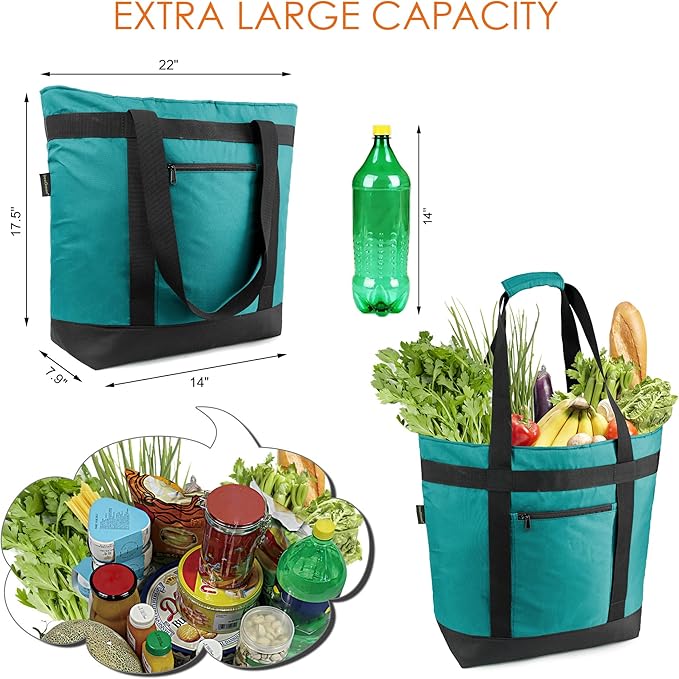 BeeGreen Insulated Cooler Bag Leakproof Freezer Shopping Tote for Groceries Thermal Food Delivery Bag