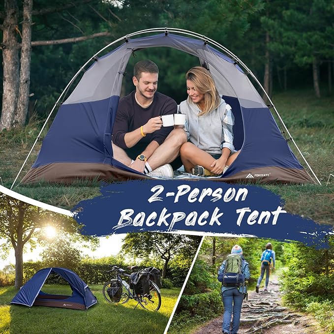Forceatt Camping Tent 2 Person, Backpacking Tent Waterproof & Windproof, Ultralight Instant Tent with Rain Fly for Camping, Hiking, Outdoor