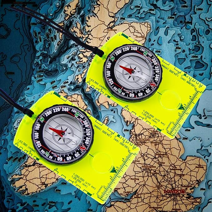 2 Pieces Orienteering Compass, Superior Hiking Survival Compass for Kids, Hiking Backpacking Compass Scouts Navigation Compass Waterproof Map Reading Compass for Outdoor Camping