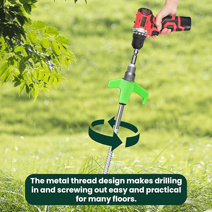 8" Screw in Tent Stakes 20PCS - Ground Anchors Screw - Screw in Tent Stakes Heavy Duty- Tent Pegs Camping Stakes- Hex Pegs Drillable Tent Stakes and Hexagon Head Drive and Storage Box (Green)