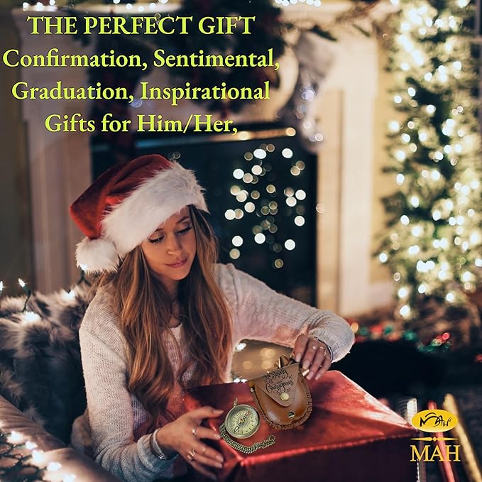 Bible Verse Brass Compass – “Be Strong and Courageous” (Joshua 1:9) | Christian Gift for Graduation, Baptism, Confirmation – Religious Keepsake for Boys, Girls, Teens, Men, Pastors & Church Events