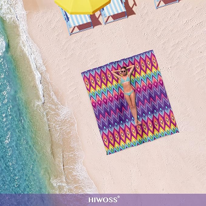 Beach Blanket Waterproof Sandproof Oversized 95”x 80”,Sand Free Beach Mat with Corner Pockets,Portable Mesh Bag for Beach Festival,Picnic,Travel and Outdoor Camping (Neon)