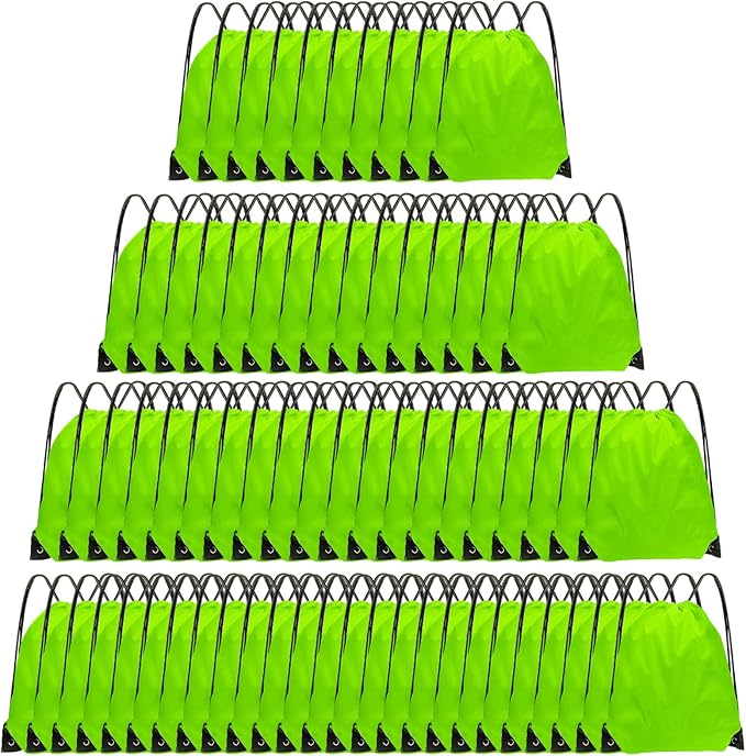 Drawstring Backpack Bulk 70Pcs String Backpack Drawstring Bags Cinch Bag Sackpack for Men Women Gym(Light Green)