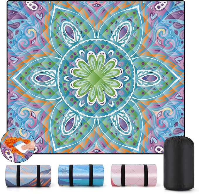 Picnic Blankets 80x80 Outdoor Anti Sand Manta De Playa Ultralight Wide Excersing Matts for Home Camp Quilts for Trailers Camping Essentials Fun Anniversary Retirement Her Friend Sister Gifts