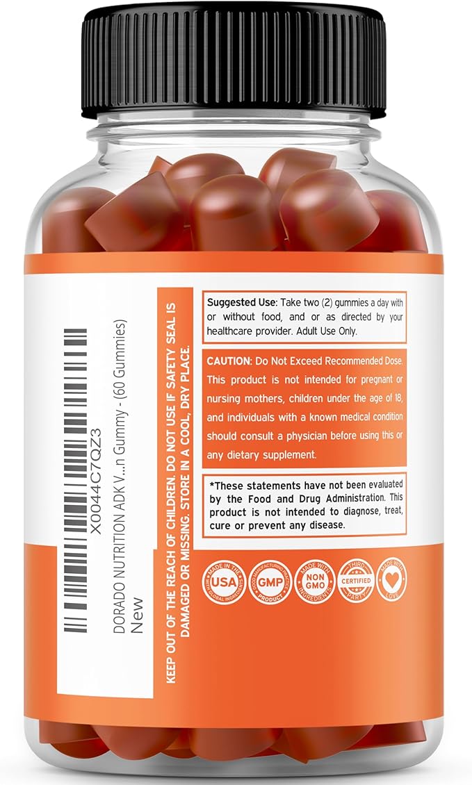 ADK Gummies Vitamin D3 K2 (60 Sugar Free Gummies) Vitamin D3 K2 10000iu/ 5000iu - Supplement with D & K - 10 Vegan Supplement - Delicious Raspberry Flavor - Non GMO & USA Made - 60 Count