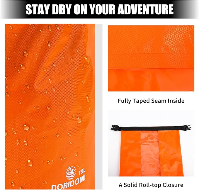 3-Pack Waterproof Dry Bag - 5L/15L/ 30L Ultralight Dry Sack Lightweight Roll Top Outdoor Accessories, Portable Clothes Wash Bag, Keep Gear Dry for Boating Swimming Camping Kayaking Beach