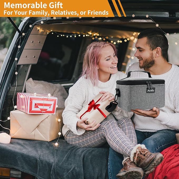 Aotto Portable Oven, Electric Lunch Box Food Heater - 12V/24V/110V 3-in-1 Car Food Warmer - Heated Lunch Box for Adults - Cook, Reheat & Keep Meals Warm for Car, Truck, Travel, Work, Home - Grey