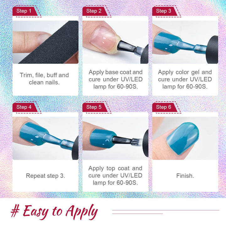 60 PCS Gel Nail Polish Kit | UV Light | 55 Beautiful Colors for Home & Salon