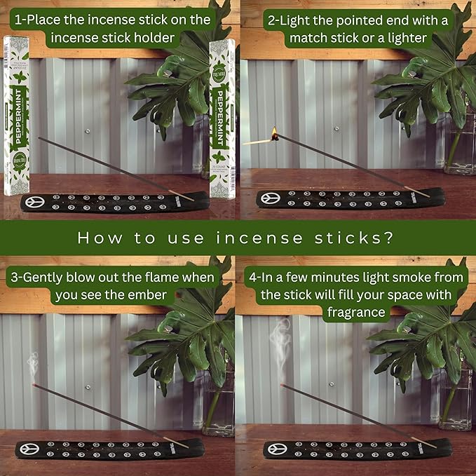 Peppermint Incense Sticks - Total 40 Insence-Sticks - Dual Pack of 20 Insense - Inciensos - Inscents - Natural Non Toxic Ingredients - Incents - Incence - Inscense - Insents